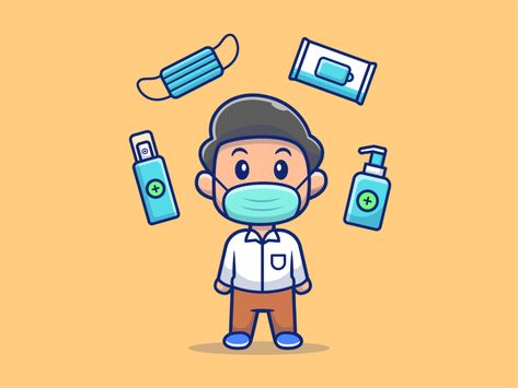 Papan Tulis Kapur, Nurse Art, People Icon, Doodle Style, Vector Icons Illustration, Boys Wear, Show And Tell, Stay Healthy, Social Distancing