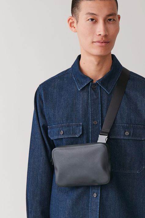 SMALL CROSSBODY BAG - Navy / black - Bags and Wallets - COS Small Sling Bag, Small Leather Bag, Streetwear Accessories, New Accessories, Men's Bags, Everyday Accessories, Small Crossbody Bag, Small Crossbody, Tote Backpack