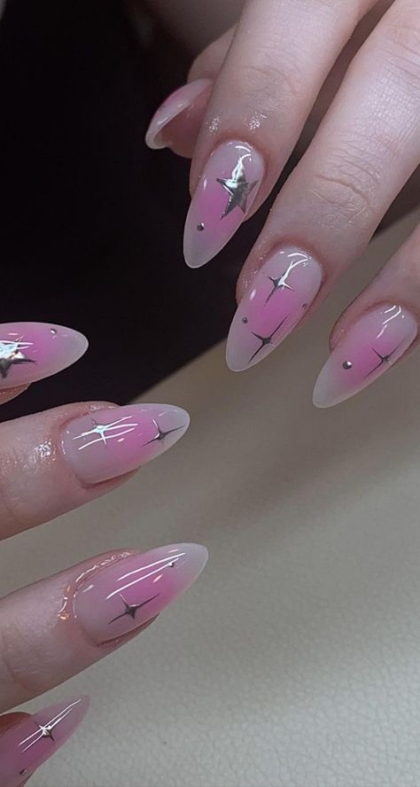 30 Aura Nail Designs That Define Pretty Red And Pink Nails Design, Nail Inspo Aura Nails, Aurora Nails Pink, Pink And Green Aura Nails, Aura Nail Design, Nail Art Designs Almond Shape, Cute Oval Nails, Aura Nails With Chrome, Aura Nails Short