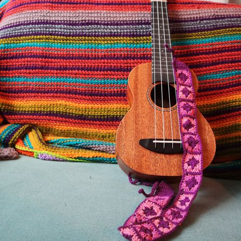 I love my little ukulele strap so much 🥰 I am thinking about redoing it with a little longer of a strap for when I'm standing up, would yall be interested in the pattern? #crochetgrannysquare #grannysquare #grannysquarestrap #ukulelestrap #crochetukulelestrap #ukulele #ukulelestrap Ukulele Straps, Ukulele, Granny Square, Stand Up, I Love, Pattern, On Instagram, Instagram