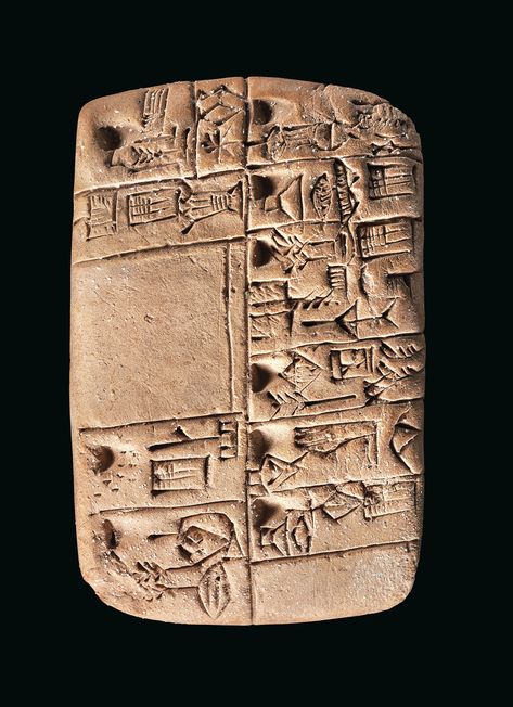 A MESOPOTAMIAN PROTO-CUNEIFORM CLAY TABLET WITH ACCOUNT OF MONTHLY RATIONS | LATE URUK PERIOD, CIRCA 3100-3000 B.C. | Ancient Art & Antiquities, tablets & stele | Christie's Sumerian Language, Mesopotamian Art, Clay Tablet, Mlk Jr Day, Antoninus Pius, Anunnaki Aliens, Ancient Sumer, Homo Erectus, Mlk Jr