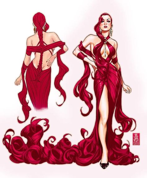 Inhumans' Medusa's Hair Becomes a Jaw-Dropping Hellfire Gala Gown in Fan Art by Mark Brooks Fashion Aestethic, Medusa Marvel, Medusa Hair, Hellfire Gala, Mark Brooks, Dress Reference, Drag Queen Outfits, Gala Gown, Bd Art