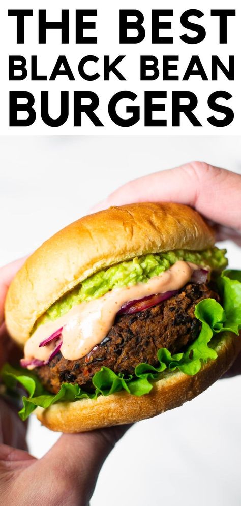 OMG SERIOUSLY THE BEST! If you're craving big flavor in a burger, you need to make these black bean burgers. With 5 star reviews from taste testers, I'm certain that you'll love this black bean burger recipe just as much as I do! #blackbeanburger #burger #blackbeanburgers #dinnerideas #homemadeblackbeanburgers Baked Meat, Black Bean Burger Recipe, Black Bean Burger, Veggie Burgers Recipe, Bean Burgers, Black Bean Burgers, Resep Diet, Vegan Burger, Veggie Burgers