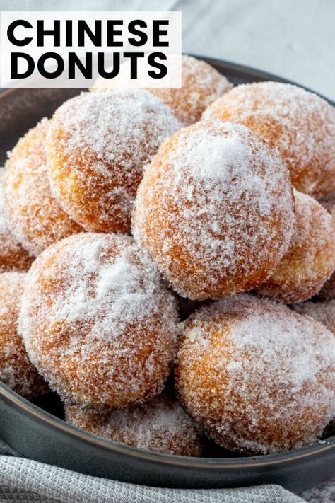 With only 3 ingredients and 10 minutes you can have yourself your own Buffet Style Chinese Donuts. Super simple, easy and absolutely addicting. #chinese #donuts #easyrecipe #simple #tasty #delicoius #recipe #takeout #hungry Chinese Doughnuts Recipe, Chinese Donuts Easy, Thai Donuts Recipe, Chinese Donut Recipe, Chinese Thanksgiving, Chinese Doughnut, Chinese Donuts, Bread Stick, Fair Foods