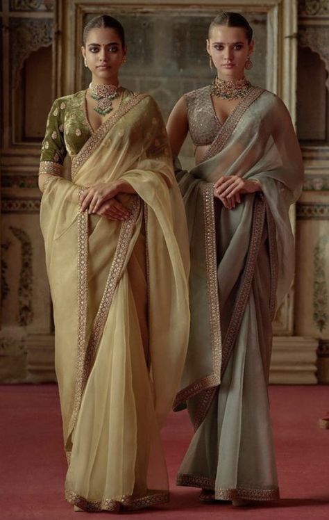 Sabyasachi Organza Saree, Sabyasachi Sarees Classy, Organza Sari, Desi Things, Vani Vats, Punit Balana, Seema Gujral, Sabyasachi Sarees, Ethnic Clothes