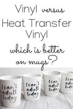 Comparing vinyl versus heat transfer vinyl on mugs. Which is better for your projects? We have all of the answer you need! #cricut #cricutmade Vinyl On Mugs, Cricut Stencil, Vinyle Cricut, Cricut Help, Cricut Supplies, Cricut Explore Projects, Projets Cricut, Country Chic Cottage, Cricut Tips