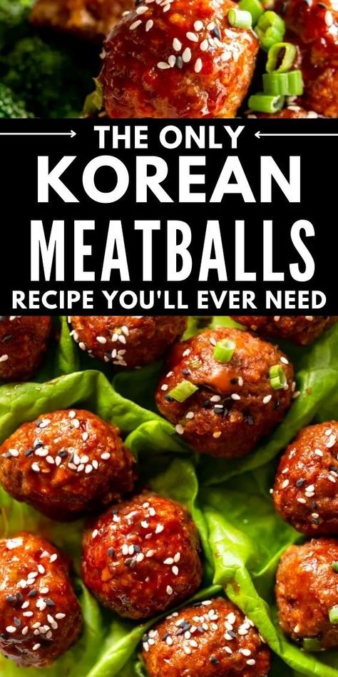 Ground Pork Asian Meatballs, Spicy Korean Meatballs, Meat Cakes Ground Beef, Meatball Recipes Healthy Ground Beef, Thai Beef Meatballs, Call Dinner Recipes, Korean Ground Pork Recipes, Korean Style Meatballs, Sweet Ground Beef Recipes