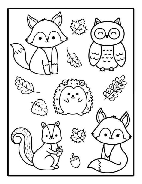 Forest Animals Preschool, Forest Animals Theme, Preschool Activities Printable, Autumn Animals, Activities Printable, Animal Embroidery Designs, Fall Coloring Pages, Printable Numbers, Easter Hair Bow