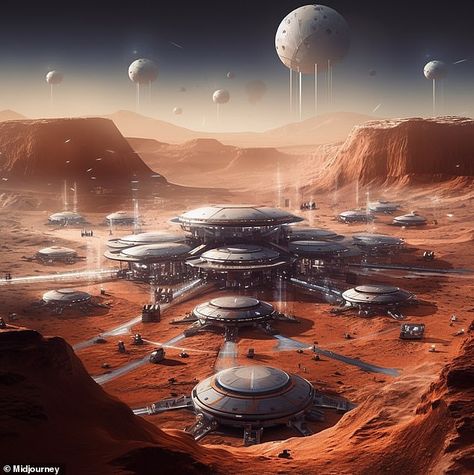 This is what the space colonies of the near future might look like, according to experts | Daily Mail Online Space Colony Concept, Mars Colony, Space Colony, Science Fiction Illustration, Starship Design, Alien Planet, Alien Worlds, Space City, Galaxy Art