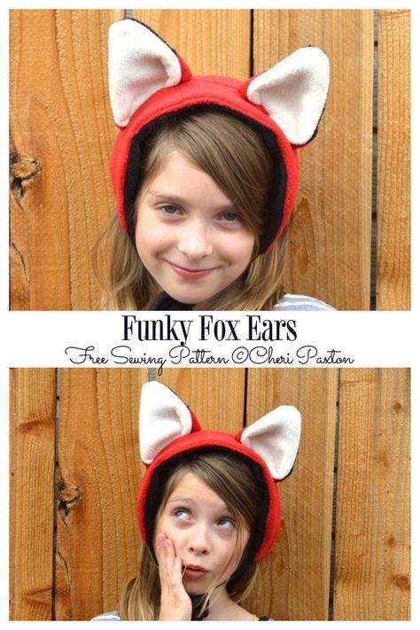 DIY Fabric Funky Fox Ears Free Sewing Pattern | Fabric Art DIY Fox Costume Diy, Sewing Plushies, Easter Bunny Ears Headband, Fox Costume, Cat Ears Hat, Bunny Ears Headband, Fox Hat, Sewing Kids Clothes, Hat Patterns To Sew