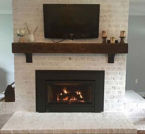 10 Fireplace Makeover Ideas | Before and After | Regency Gas Fireplace Makeover, Before And After Fireplace, Fireplace Makeover Ideas, Reface Fireplace, White Wash Brick Fireplace, Wood Burning Fireplace Inserts, White Brick Fireplace, Diy Fireplace Makeover, Fireplace Update