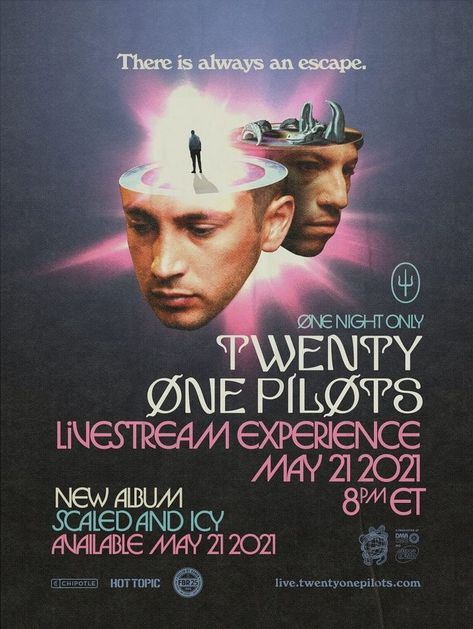 Twenty One Pilots Poster, Twenty One Pilots Albums, Scaled And Icy, Tyler Y Josh, Twenty One Pilots Wallpaper, Twenty One Pilots Aesthetic, 21 Pilots, Tyler Joseph, Tour Posters