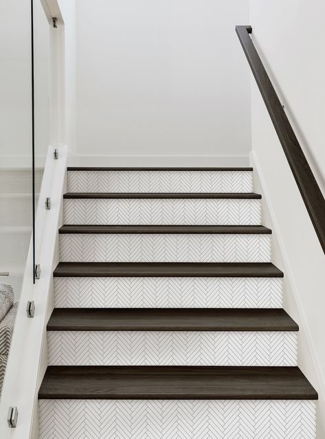 Stair Riser Vinyl, Stair Riser Decals, Art Deco Lines, Stripped Wall, Marble Stairs, Stair Riser, Fern Pattern, Line Texture, Herringbone Tile