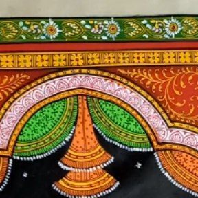 Maavni Designs [ customized decor and gifts ] on Instagram: "Commisioned Pattachitra Painting Size 20 by 30 inches Theme Ram Darbar Happy to complete another comissioned artwork and will be shipping tomorrow. Thank You for Trusting us with your Orders. #pattachitrapainting #pattachitraart #paintingoftheday #painting #paintingvideo #reelsinstagram #reelsındia" Pattachitra Border Design, Painting Videos, Custom Decor, Colour Combination, Border Design, Size 20, Borders, Ram, Thank You