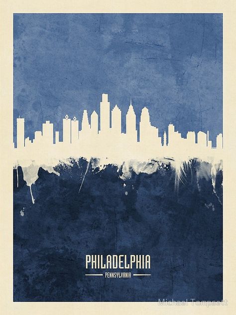 Philadelphia Pennsylvania Skyline Philadelphia Skyline, Cityscape Art, Skyline Art, Philadelphia Pennsylvania, Cityscape Painting, Paintings Art Prints, Watercolor Art Prints, Great Big Canvas, Metal Poster Displate