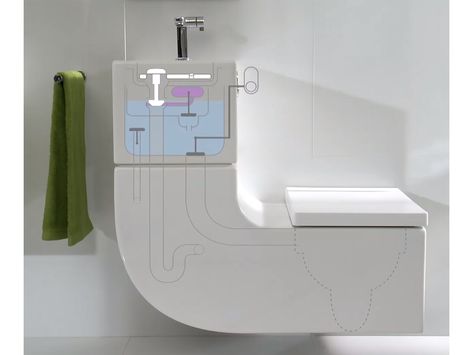 Roca W + W Integrated Washbasin White (5 Star) from Reece Roca Bathroom Ideas, Common Washbasin Area Design, Modular Wash Basin Design, Public Washroom Design Plan, Terrazzo Wash Basin, Roca Bathroom, Shed Office, Small Toilet, Office Guest Room