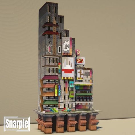 Minecraft Dumpster Design, Minecraft Dystopia, Minecraft Parking Garage, Minecraft Slums, Dystopian Minecraft Builds, Minecraft Billboard, Minecraft Cyberpunk City, Cyberpunk Minecraft Builds, Medieval Cyberpunk