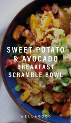 Sweet potato breakfast bowl recipe that is full of nutrients | Well+Good Sweet Potato Breakfast Bowl, Potato Breakfast Bowl, Breakfast Scramble, Healthy Breakfast Casserole, Smoothies Vegan, Breakfast Bowls Recipe, Sweet Potato Bowls, Menu Sarapan Sehat, Potato Breakfast