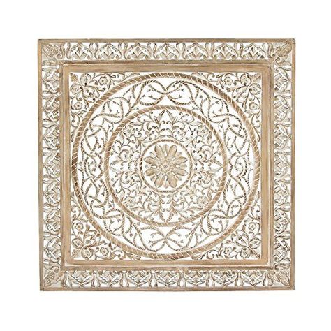 Amazon.com: Deco 79 23773 Wood Wall Panel, 59" x 59": Home & Kitchen Bathroom Moroccan, Moroccan Minimalist, Home Inspiration Bedroom, Carved Wall Decor, City Bedroom, Wall Medallion, Ornamental Wood, Mandala Circle, Ceiling Painting