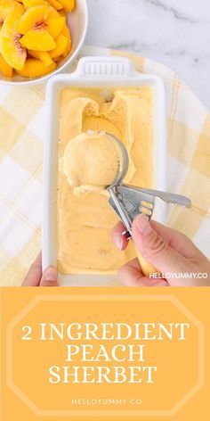 Peach Sherbet Recipe, Sherbet Recipes, Peach Dessert, Sorbet Ice Cream, Easy Ice Cream Recipe, Peach Ice Cream, Ice Cream Maker Recipes, Two Ingredient, Peach Desserts