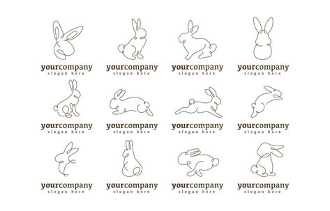 One lIne Rabbit Logo Template Single Line Bunny Tattoo, Mini Rabbit Tattoo, One Line Rabbit, Rabbit Logo, Tiny Heart Tattoos, Bunny Tattoos, Heart Tattoos, Rabbit Tattoos, Continuous Line