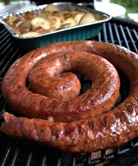 Kamado Joe Recipes, Rope Sausage, Bradley Smoker, Types Of Sausage, Baby Shower Menu, Joe Recipe, Summer Sausage, Pellet Smokers, Electric Smoker