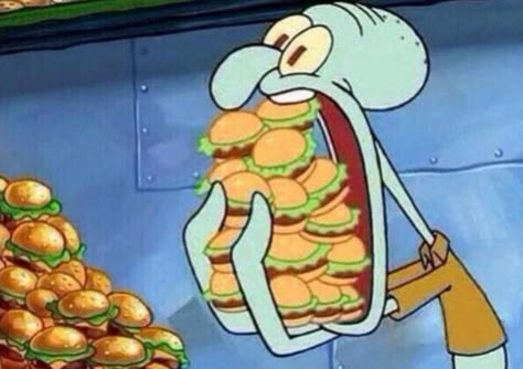 When you get home and immediately eat everything available. | 21 Things That You'll Never Be Able To Forget From School Hungry Meme, Crossfit Humor, Gym Humour, Spongebob Pics, Squidward Tentacles, Brace Face, Fitness Humor, Spongebob Funny, Funny Fitness