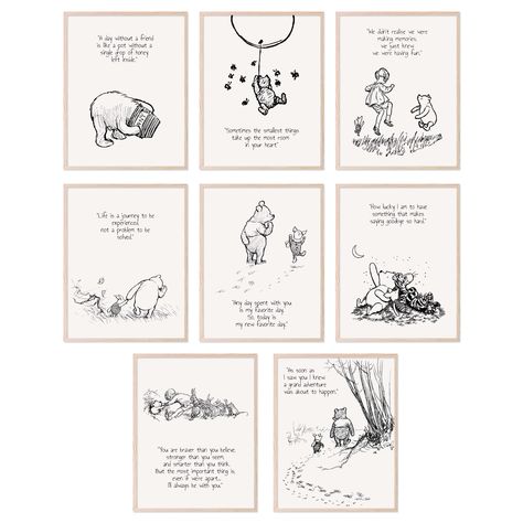 PRICES MAY VARY. Enchanting Winnie the Pooh Wall Decor: Transform any room into the magical Hundred Acre Wood with this Unframed Set of 8 (8x10") Winnie the Pooh Wall Decor by BigWig Prints. Ideal for nurseries, bedrooms, and playrooms, these nostalgic illustrations bring the timeless tales of Winnie the Pooh and friends to life. Whimsical Winnie the Pooh Nursery Decor: Be enchanted by the whimsical charm of our Winnie the Pooh Nursery Decor. A delightful mix of classic illustrations and adorabl Classic Pooh Bear Nursery, Pooh Room Decor, Winnie The Pooh Room Decor, Hundred Acre Woods Nursery, Winnie Pooh Nursery, Winnie The Pooh Nursery Ideas, Pooh Themed Nursery, Vintage Winnie The Pooh Nursery, Pooh Bear Nursery