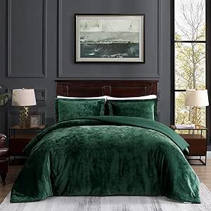 TAMGHO Crushed Velvet Comforter Queen Set, Dark Green Comforter, Luxury Soft Velvet Bedding Set for All Seasons, 3 Pcs Queen Set, 1 Comforter (92"x96") and 2 Pillow Shams (20"x26"+2") Green Velvet Comforter, Dark Green Comforter, Emerald Green Bedding, Emerald Green Comforter, Fuzzy Comforter, Thick Queen, Green Comforter Sets, Plush Comforter, Velvet Bedding