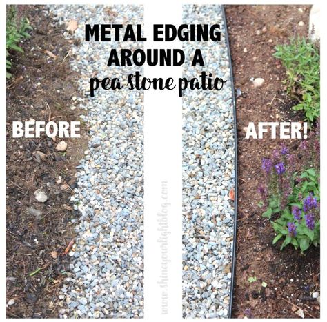 Patio Edging Stones, Gravel Border Around Patio, Pea Gravel Bbq Area, Fire Pit Edging Ideas, Gravel Edging Ideas, Bbq Garden Area, Pea Gravel Fire Pit Area, Pea Stone Patio, Fire Pit Edging