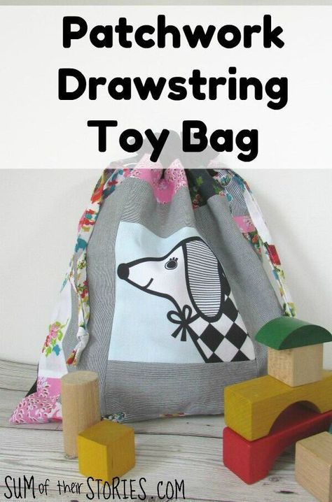 How to make a Drawstring Toy Bag — Sum of their Stories Craft Blog Bag Free Sewing Pattern, Diy Travel Accessories, Sewing Project Ideas, Sewing Projects Free, Simple Sewing, Free Sewing Pattern, Sewing Tutorials Free, Bag Tutorial, Scrap Fabric