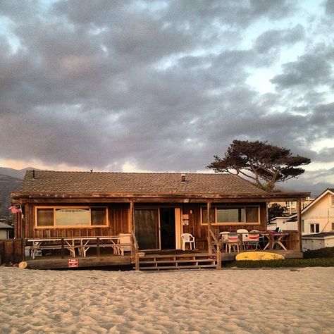 Beach house at dusk | Flickr - Photo Sharing! Beach House Shack, Shack On The Beach, Dark Wood Beach House, Beachouse Aesthetic, Oceanside House Aesthetic, House At The Beach, 90s Beach House Aesthetic, Small House On Beach, Cabin On The Beach