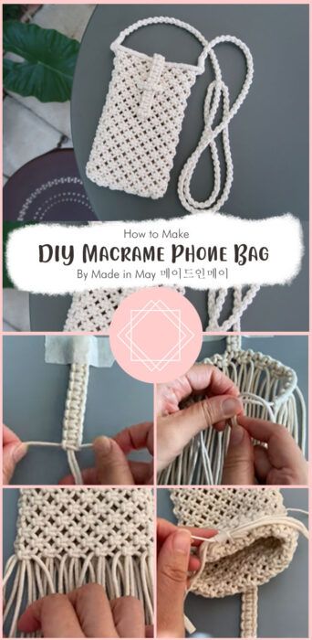 Macrame Jewelry Holder Diy, Macrame Pouch Tutorial, Macrame Cell Phone Bag Diy, Macrame Holder, Macrame Cat Bed Free Pattern, Macrame Bag Tutorial How To Make, Crochet Macrame, Phone Bag Diy, Macrame Tas