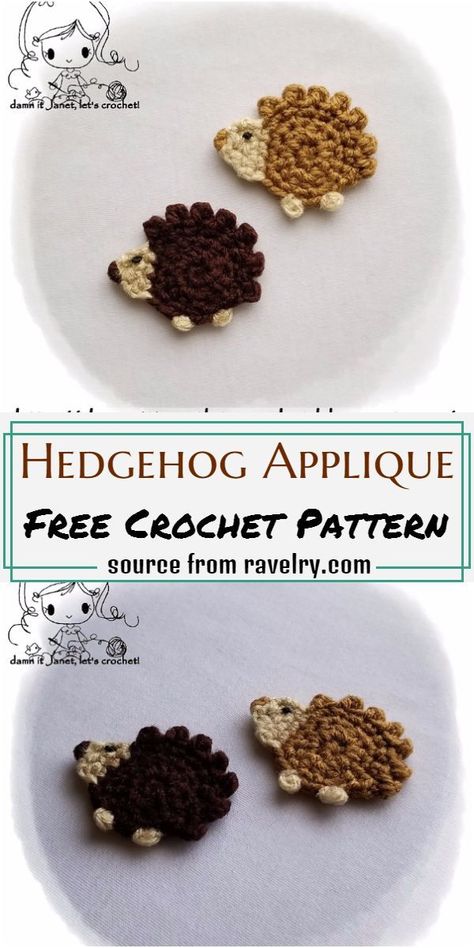 Boho-Chic Crochet Stitches How to crochet step by step for beginners - Crochet Stitch Crochet Applications Free, Crochet Hedgehog Applique Free Pattern, Crochet Hedgehog Applique, Hedgehog Applique Pattern, Crochet Pattern Applique, Crochet Motifs Free Pattern Appliques, Crochet Acorn Applique, Crochet Applique Animals, Crochet Nature Applique