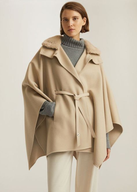 Denice Cape | Loro Piana Lady Coat, Cloak Coat, Capes For Women, Loro Piana, Rabbit Fur, Fur Collar, Fur Collars, Cloak, Bags Shoes