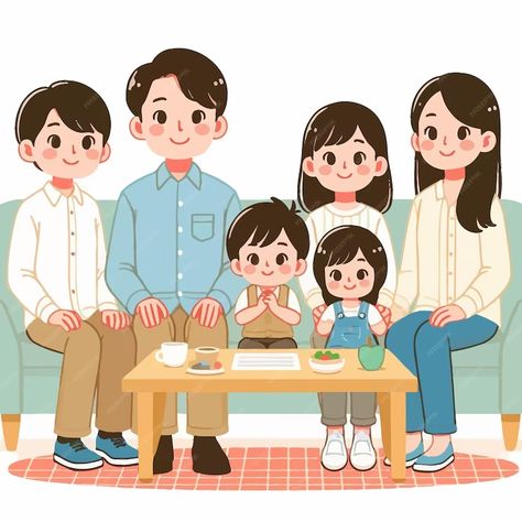 Premium Vector | A kawaii family gathering in a new occasion Family Picture Cartoon, Family Animation, Diy Projects Gifts, Illustration Art Kids, Family Drawing, Family Cartoon, Family Poster, Poster Drawing, Family Illustration