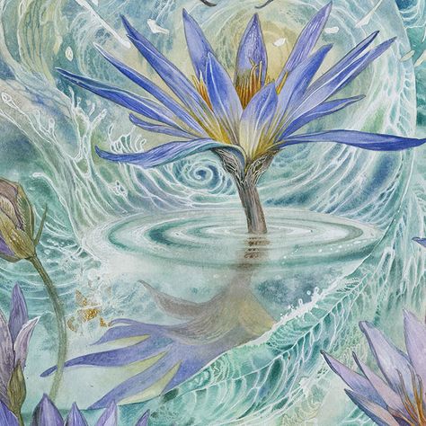 Shadowscapes - The Art of Stephanie Law Egyptian Blue Lotus Flower, Blue Lotus Tattoo, Egyptian Blue Lotus, Stephanie Law, Egyptian Blue, Lotus Flower Art, Blue Lotus Flower, Art Therapy Projects, Psychadelic Art