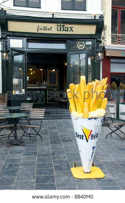 Belgian Frit Shop (french Fries) In Antwerp, Belgium Stock Photo ... Food French Fries, Air Fryer Sweet Potato Fries, Belgian Fries, Food Business Ideas, How To Store Potatoes, Antwerp Belgium, Unique Restaurants, Bird Houses Diy, Coffee Shop Design