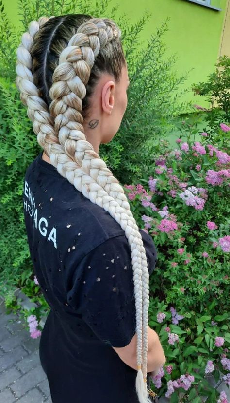 Hair Styles Twist, French Braids With Extensions, Island Twist Hairstyle, Boxer Braids Hairstyles, White Girl Braids, Hair Branding, Two French Braids, Festival Braids, Two Braid Hairstyles