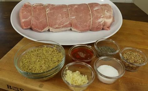 Pork Tenderloin Rotisserie Recipe, Roasted Pork Loin Recipes, Rotisserie Ideas, Rotisserie Pork Loin, Pork Roast Rub, Pork Loin Rub, Pork Tenderloin Rub, Grilled Pork Steaks, Pork Loins