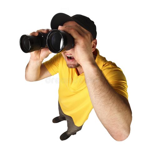 Funny man with binoculars. Isolated on white background , #Aff, #binoculars, #man, #Funny, #background, #white #ad Person Looking Through Binoculars, Man With Binoculars, Blocky Art, Inktober 2024, Funny Man, Hand Images, Funny Photography, Character Inspo, Creative Icon