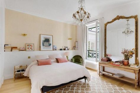 Conical Paris Rooftops & other Unusual Parisian Abodes For Sale Parisian Bedroom Decor, Parisian Apartment Decor, Parisian Bedroom, Cheap Bedroom, Paris Rooftops, Parisian Decor, White Bed, Bedroom Decor Cozy, Parisian Apartment