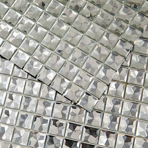 Amazon.com: Lovdeco Peel and Stick Diamond Mirror Glass Mosaic Tile 16 Faces Crystal Wall Tile for Kitchen Backsplash, Bathroom Wall Decoration DIY, Silver Pack of 5 Sq.ft : Home & Kitchen Wall Decoration Diy, Tile For Kitchen Backsplash, Backsplash Bathroom Wall, Tile For Kitchen, Face Crystals, Backsplash Bathroom, Diamond Mirror, Bathroom Backsplash, Kitchen Wall Tiles