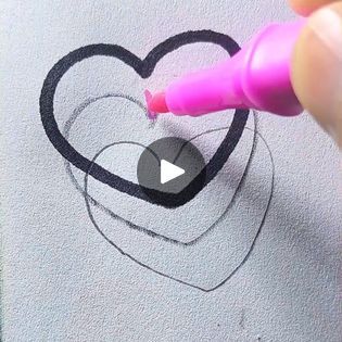 How to draw a 3d heart ❤️ | By All About ArtFacebook Cool Hearts To Draw, 3d Hearts Drawing, How To Draw A 3d Heart, Heart 3d Drawing, 3d Heart Drawing, Heart Stencil, Hand Heart, 3d Art Drawing, Heart Drawing