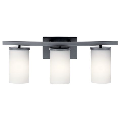 Crosby 3 Light Vanity Light Black Black Bathroom Light, Contemporary Vanity, Kichler Lighting, Light Vanity, Incandescent Lamp, Bath Vanity Lighting, Bath Light, Minimalistic Design, Bathroom Vanity Lighting