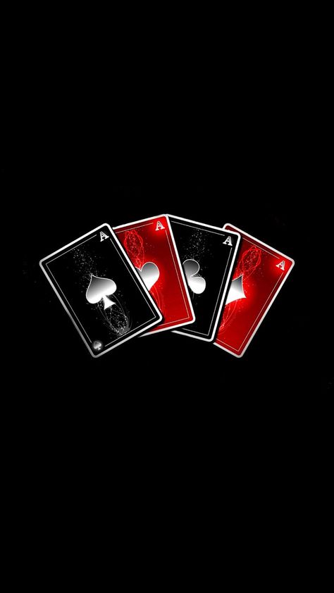 Black Poker Cards Wallpaper, Card Tattoo Designs, Red And Black Wallpaper, Ace Card, Playing Cards Art, Joker Card, Iphone Wallpaper Hd Nature, Card Tattoo, Neon Wallpaper