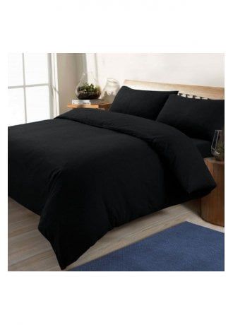 Black Jersey Duvet Set | Attitude Clothing Letto King Size, King Duvet Set, Super King Duvet Covers, Lit King Size, King Size Duvet, Double Duvet Covers, Double Duvet, Teddy Fleece, Fitted Bed Sheets