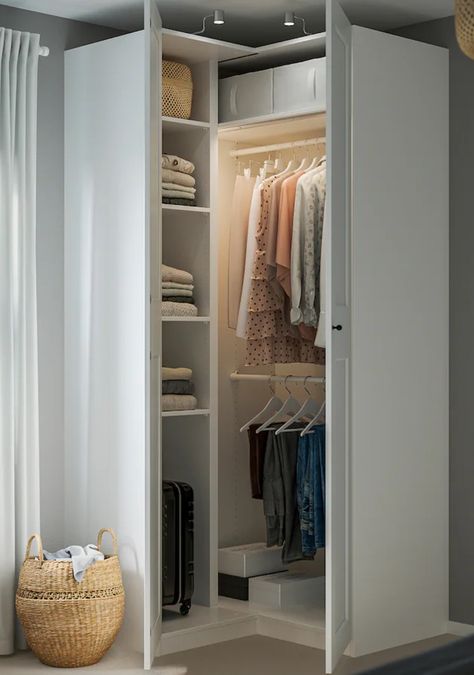 Corner Closet, Room Design Modern, Bedroom Ideas For Couples Modern, Corner Wardrobe, Closet Renovation, Bedroom Cupboard Designs, Wardrobe Interior Design, Closet Layout, Diy Apartment Furniture