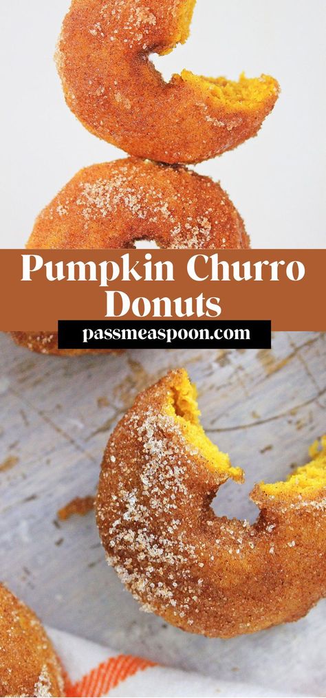 These unique pumpkin churro donuts combine the comforting flavors of pumpkin spice and the crispy, sugary goodness of churros into a delectable, autumn-inspired dessert. Pumpkin Spice Churros, Halloween Churros, Pumpkin Churros, Churro Donuts, Chocolate Pumpkin Cake, Dessert Places, Donuts Recipe, Holiday Dessert Recipes, Recipe Sweet