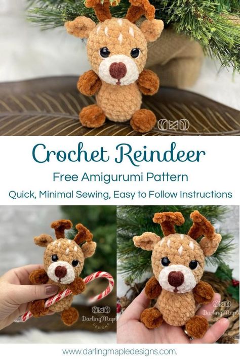 Reindeer Crochet Pattern, Reindeer Crochet, Arm Crocheting, Reindeer Pattern, Crochet Stuffed Animals, Classroom Gifts, Honey Bunny, Bobble Stitch, Christmas Crochet Patterns